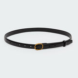 Oval Buckle Faux Leather Belt