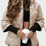Cotton Jacket with Hood and Long Sleeves in Quilted Design
