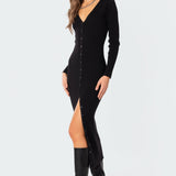 Jazlyn Knitted Button Up Maxi Dress