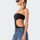 Vivie Ribbed Cut Out Bodysuit