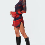 Sparks Fly Side Slitted Mesh Mini Dress