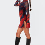 Sparks Fly Side Slitted Mesh Mini Dress