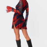 Sparks Fly Side Slitted Mesh Mini Dress