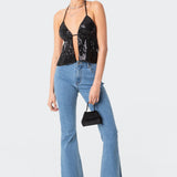 Estelle Open-Back Sequin Top