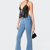 Estelle Open-Back Sequin Top