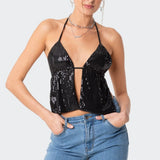 Estelle Open-Back Sequin Top