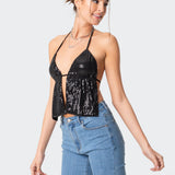 Estelle Open-Back Sequin Top