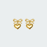 Bow Heart Charm Earrings