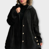 Corduroy Button-Front Hooded Jacket