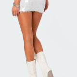 Tink Sequin Low Rise Mini Skirt