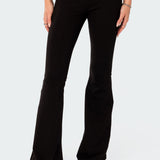 Contrast Fold Over Flared Leggings