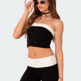 Contrast Fold Over Tube Top