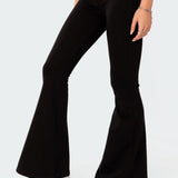 Contrast Fold Over Flared Leggings