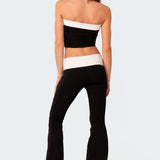 Contrast Fold Over Tube Top