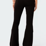 Contrast Fold Over Flared Leggings
