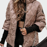 Cotton Jacket with Hood and Long Sleeves in Quilted Design