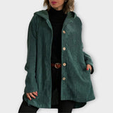 Corduroy Button-Front Hooded Jacket