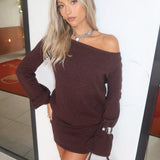 Off Shoulder Sequin Knit Mini Dress
