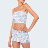 Delft Print Strapless Top