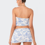 Delft Print Strapless Top