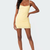 Pointelle Ruffle Mini Dress