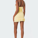 Pointelle Ruffle Mini Dress
