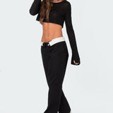 Sheer Raw Hem Crop Top