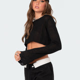 Sheer Raw Hem Crop Top