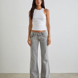 Bell Bottom Low Rise Flare Jeans in Bleached Grey