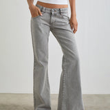 Bell Bottom Low Rise Flare Jeans in Bleached Grey