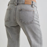 Bell Bottom Low Rise Flare Jeans in Bleached Grey