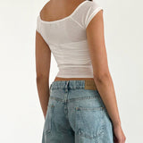 Roomy Extra Wide Low Rise Jeans in Washed Blue Green