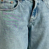 Roomy Extra Wide Low Rise Jeans in Washed Blue Green