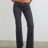 Extra Low Rise Flare Jeans in Vintage Black