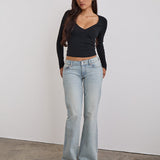 Extra Low Rise Flare in Breeze Blue Wash
