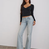 Extra Low Rise Flare in Breeze Blue Wash