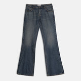 Extra Low Rise Flare Jeans in Dirty Green