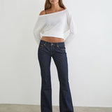 Extra Low Rise Flare Jeans in Indigo