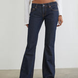 Extra Low Rise Flare Jeans in Indigo