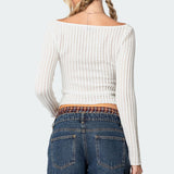 Textured Sheer Boat Neck Top
