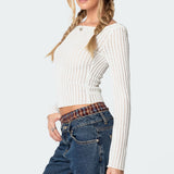 Textured Sheer Boat Neck Top