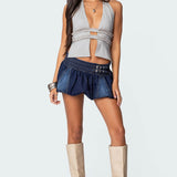 Luma Split Front Backless Halter Top
