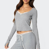 Peekaboo Lace Long Sleeve Top