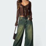 Sheer Mesh Ruffled Top