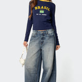 Brasil Embroidered Long Sleeve T Shirt
