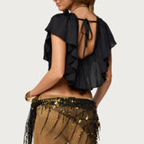 Deena Ruffled V Neck Top