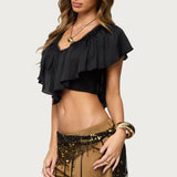 Deena Ruffled V Neck Top
