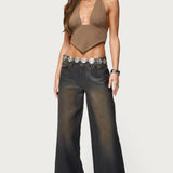 Open Back Triangle Halter Top