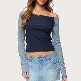 Rion Contrast Striped Off Shoulder Top