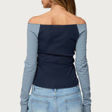 Rion Contrast Striped Off Shoulder Top